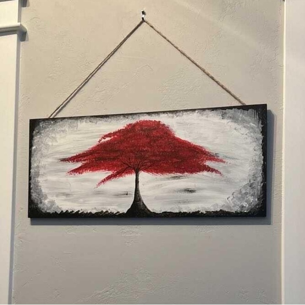 Red tree wall art
